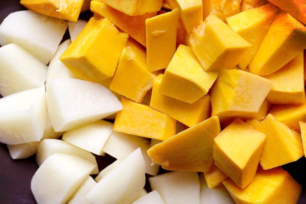 Potatoes and pumpkin will make your soup more substantial.