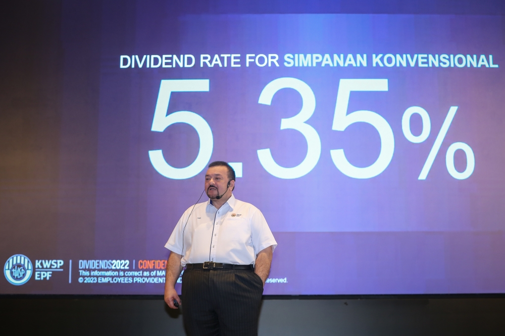 EPF chief executive officer Datuk Seri Amir Hamzah Azizan speaks during the EPF 2022 Financial Performance Briefing at Menara KWSP in Shah Alam March 4, 2023. — Pictures by Yusof Mat Isa