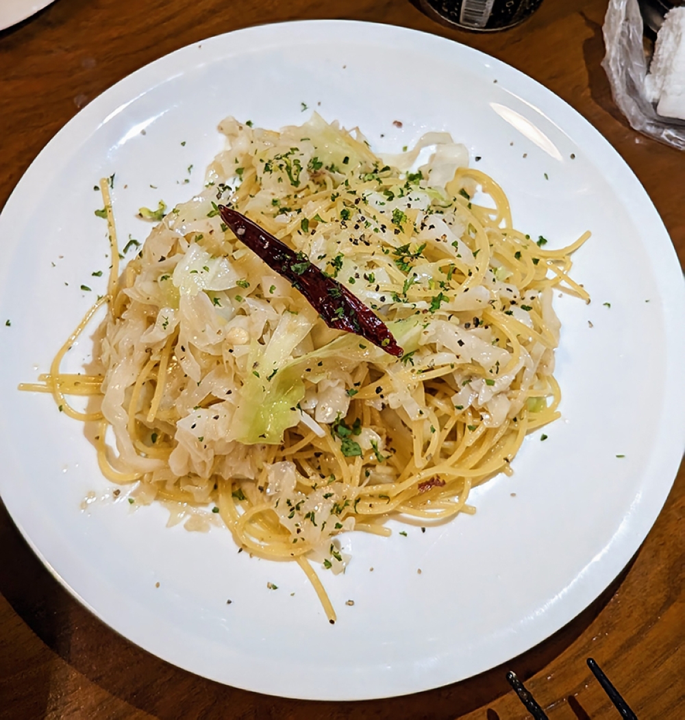 Expect unusual pairings for your pasta like anchovy and shredded cabbage.