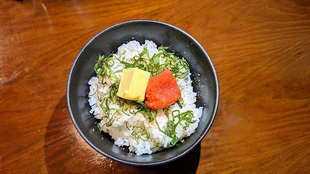 Mentaiko and butter with rice are the stuff of dreams! The best thing to keep you sated for the rest of the night.