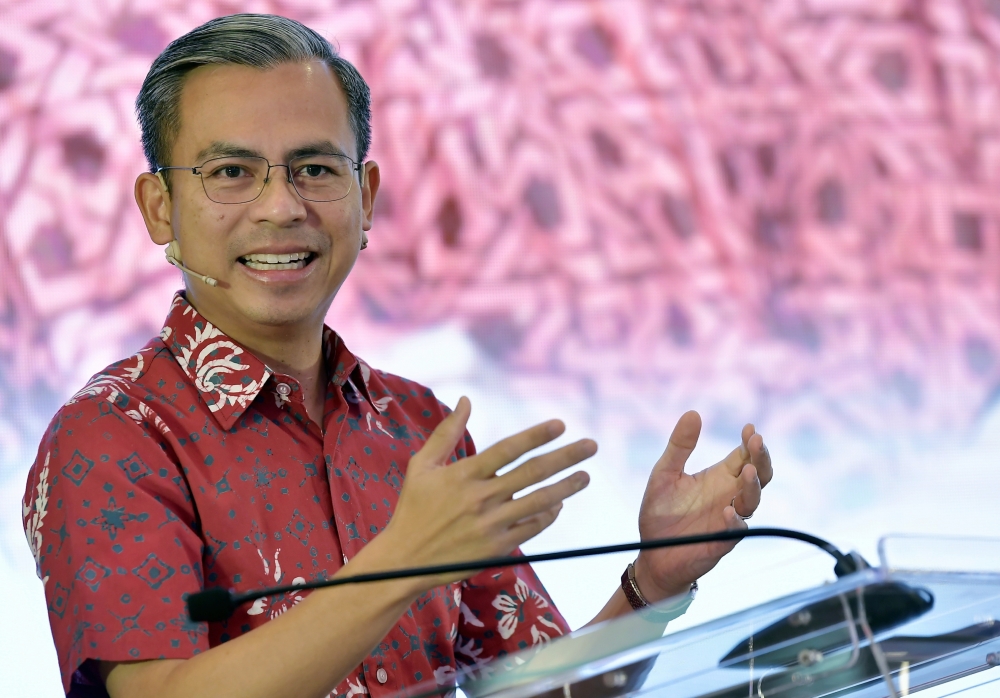 Communication and Digital Minister Fahmi Fadzil speaks to the media after presenting the PerantiSiswa devices and launching MyDigital.KKD at Universiti Teknologi Mara March 5, 2023. — Bernama pic— Bernama pic