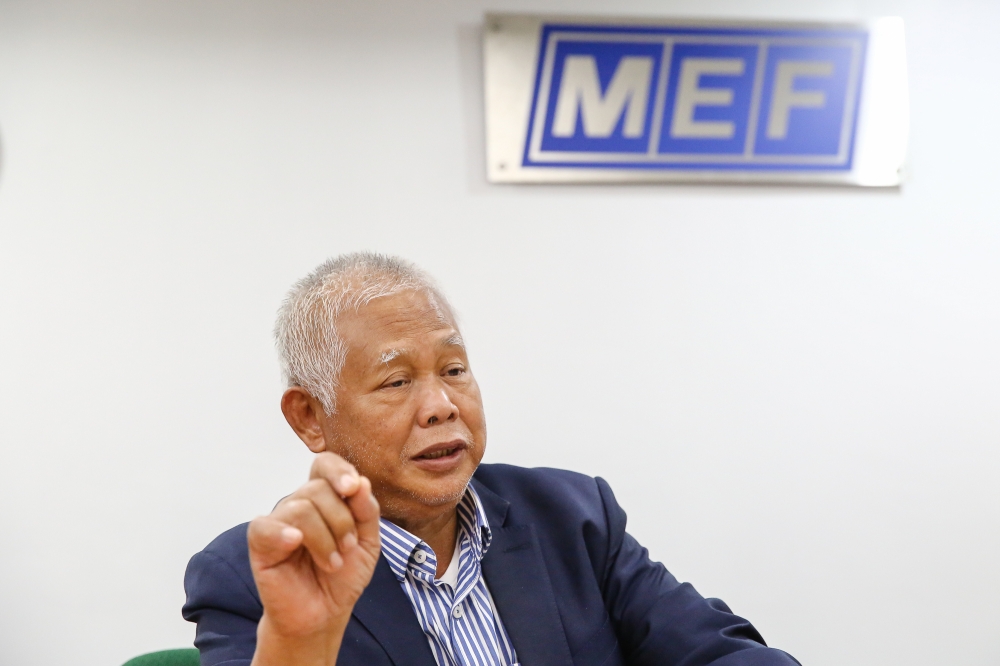 Malaysian Employers Federation (MEF) executive director Datuk Shamsuddin Bardan speaks during an interview with Malay Mail at his office in Petaling Jaya March 2, 2023. — Picture by Yusof Mat Isa