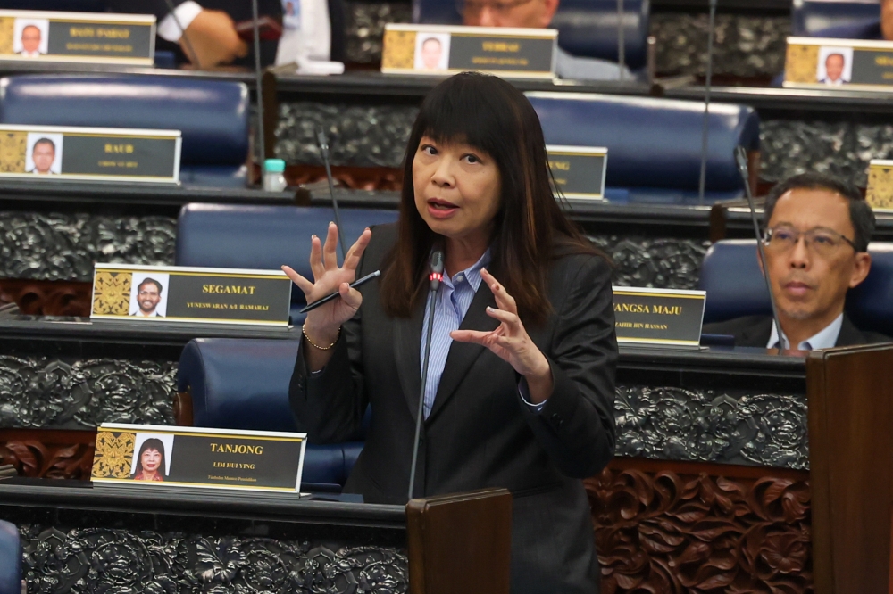 Deputy Education Minister Lim Hui Ying speaks during the question-and-answer session in Parliament March 6, 2023. — Bernama pic