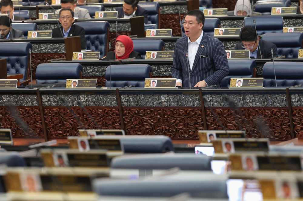 Local Government Development Minister Nga Kor Ming speaks during a Parliament sitting in Kuala Lumpur, February 27, 2023. — Bernama pic