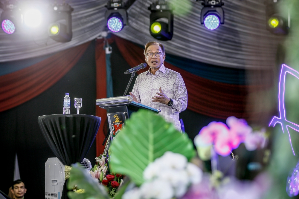 PM Datuk Seri Anwar Ibrahim speaks after officiating the KL Park Festival in Kuala Lumpur March 9, 2023. ― Picture by Hari Anggara