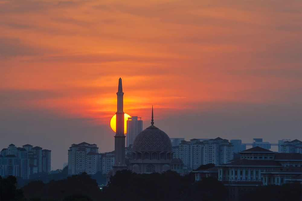 A general view of the Putrajaya skyline at sunset August 3, 2018. — Picture by Shafwan Zaidon