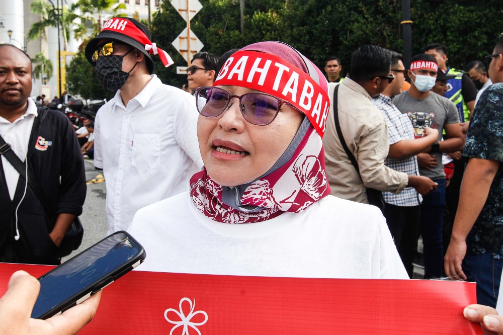 Nina Yusof, 50, speaks to Malay Mail outside of the Kuala Lumpur Court complex March 10, 2023. — Picture by Sayuti Zainudin
