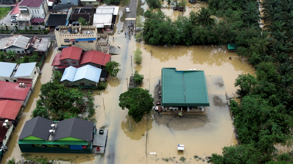 An aerial view of flood-hit Gemas Baharu, in the Segamat district March 3, 2023. — Bernama pic