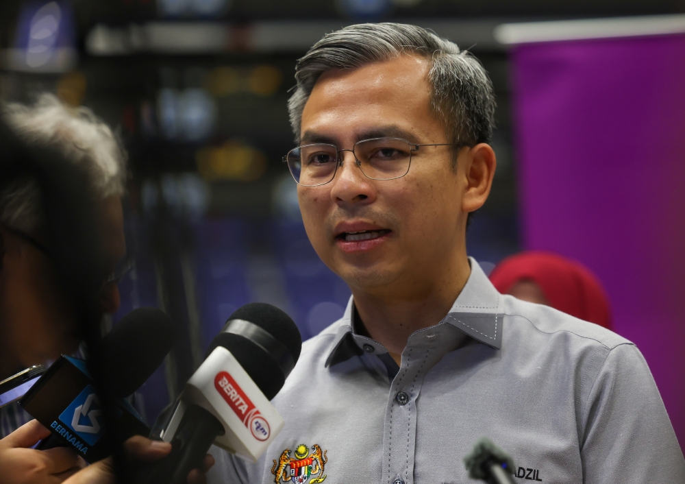 Communications and Digital Minister Fahmi Fadzil at a press conference in Johor Baru March 11, 2023. — Bernama pic