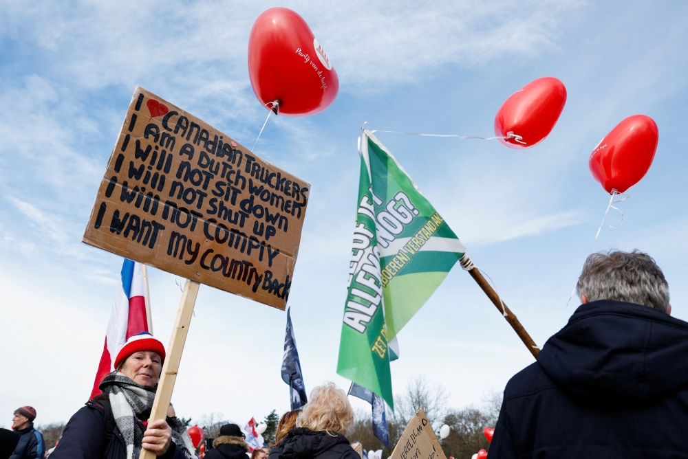 Dutch farmers protest against government policies to limit nitrogen emissions in The Hague, Netherlands March 11, 2023. — Reuters pic