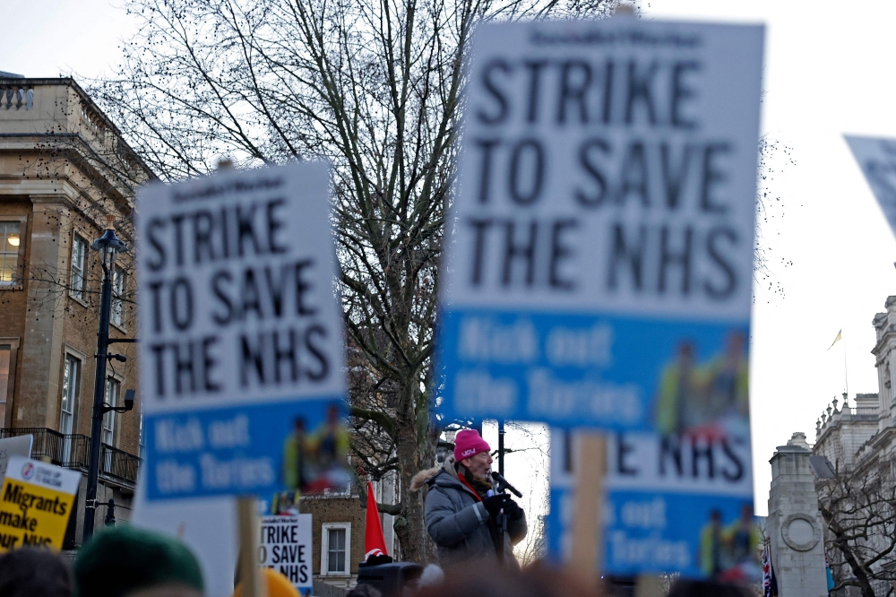 The strike is the latest involving staff at Britain’s state-funded National Health Service (NHS), following walkouts by nurses, paramedics and other workers demanding a pay rise that better reflects double-digit levels of inflation. — AFP pic