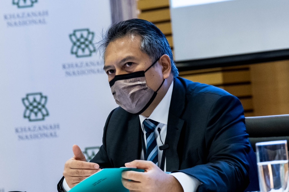 Khazanah managing director Datuk Amirul Feisal Wan Zahir speaks during Khazanah Annual Review (KAR) 2022 media briefing in Kuala Lumpur March 2, 2022. — Picture by Firdaus Latif