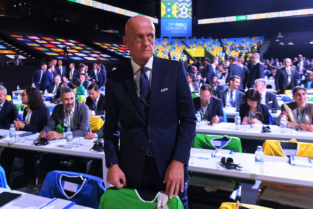 Chairman of the Fifa committee Pierluigi Collina attends the 73rd Fifa Congress in Kigali, Rwanda, on March 16, 2023. — AFP pic