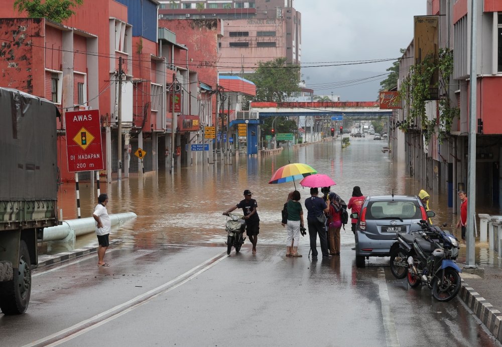 A general view of flood-hit Bandar Kota Tinggi March 2, 2023. ― Bernama pic