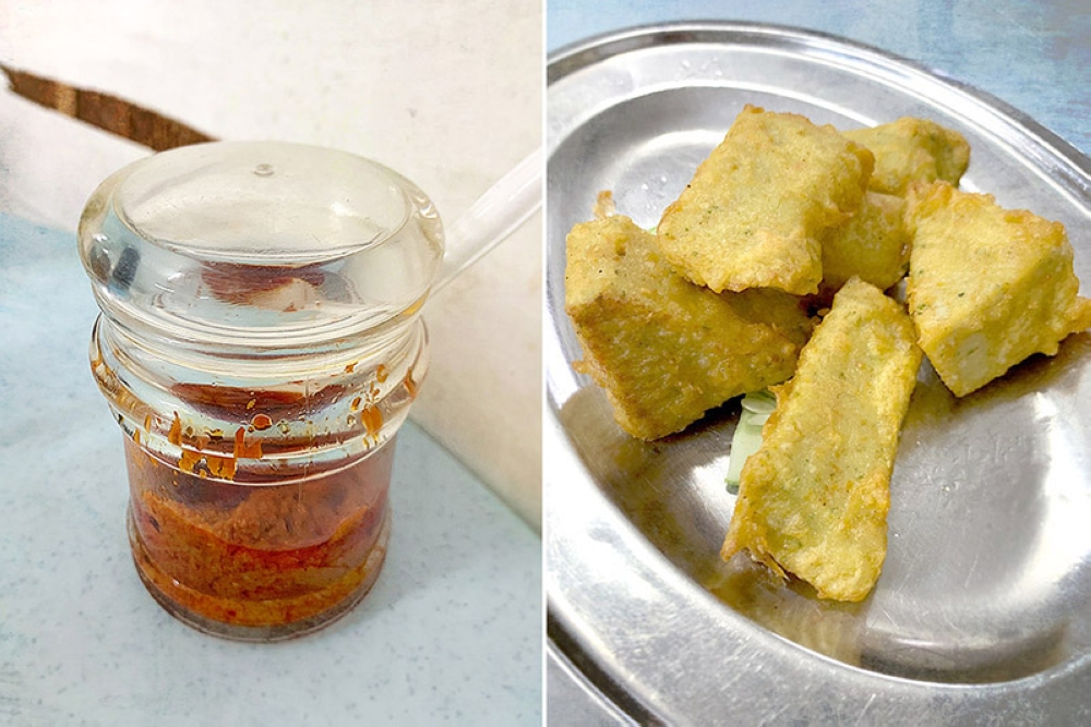 The homemade chilli sambal and tofu.