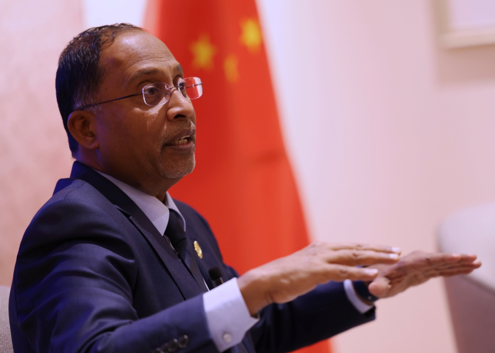 Foreign Menteri Datuk Seri Zambry Abdul Kadir speaks at a press conference in Beijing March 29, 2023. — Bernama pic