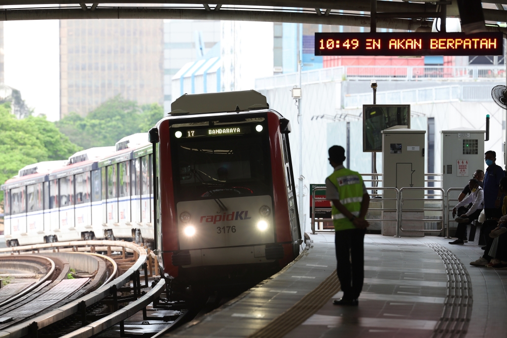 Rapid Rail Sdn Bhd said the trains used for services between Bandaraya and Sentul Timur stations no longer meet the operational criteria and have to be taken out of service for safety reasons. — Bernama pic