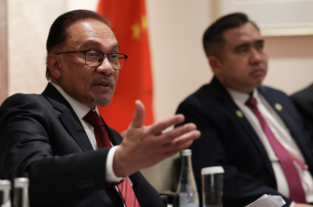 Prime Minister Datuk Seri Anwar Ibrahim during press conference with Malaysian media on the last day of his official visit to China April 1, 2023. — Bernama pic