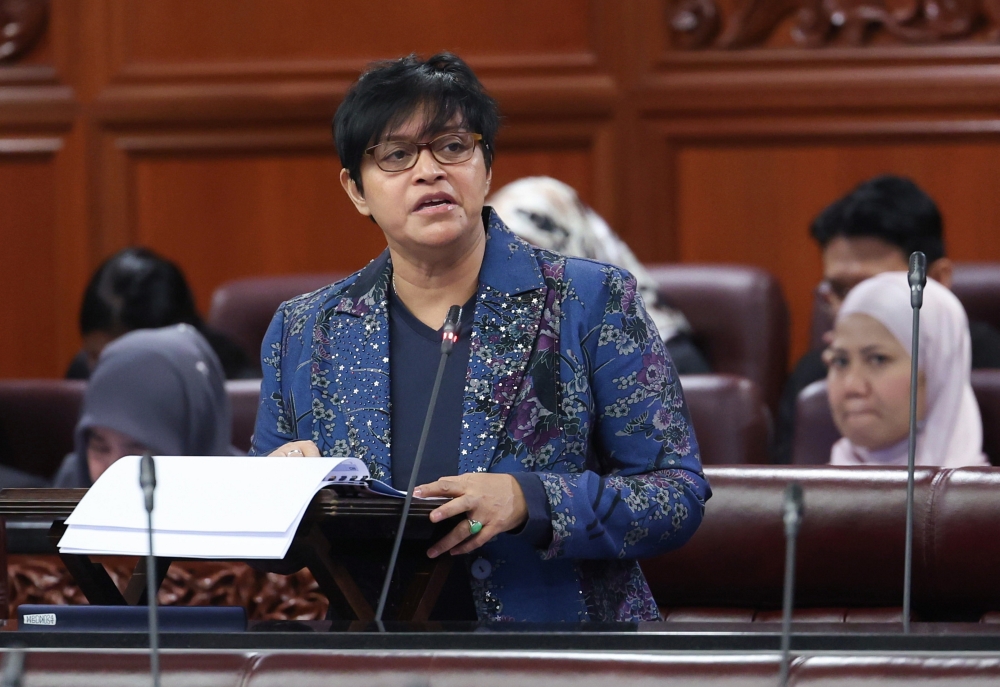 Minister in the Prime Minister’s Department (Law and Institutional Reform) Datuk Seri Azalina Othman Said speaks during a Parliament sitting in Kuala Lumpur April 6, 2023. — Bernama pic