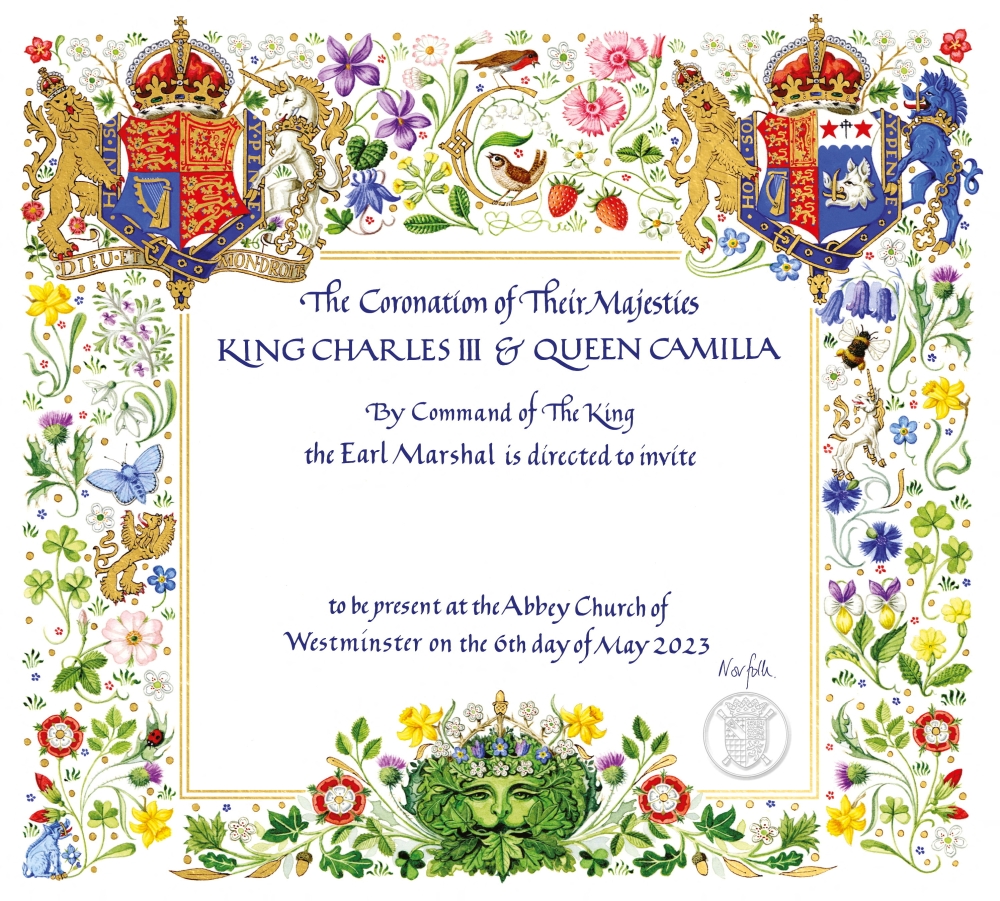The invitation for the Coronation of Britain's King Charles III is seen in this undated handout image obtained by Reuters April 4, 2023. — Buckingham Palace/Handout via Reuters pic