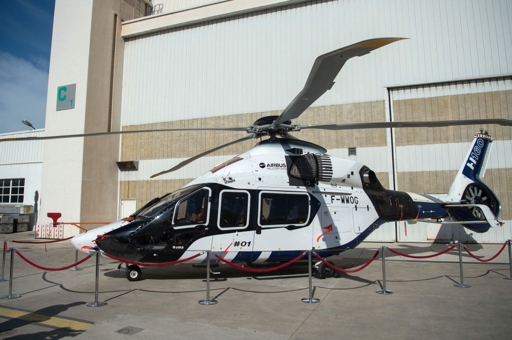 This file photograph taken on March 3, 2017, shows an Airbus H160 helicopter on display at the Airbus Helicopters factory in Marignane, southern France. - France-based Airbus said April 7, 2023, that it had agreed to sell 50 of its H160 helicopters to the Chinese leasing firm GDAT, a deal announced on the final day of President Emmanuel Macron's state visit to China. — AFP pic