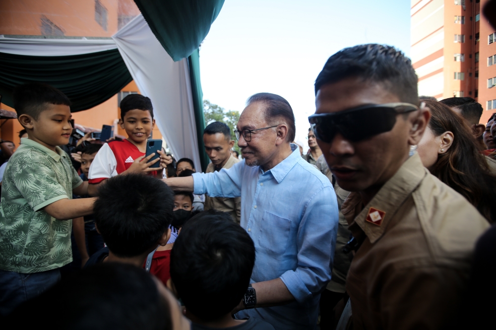 Prime Minister Datuk Seri Anwar Ibrahim at the launch of the ‘Kita Untuk Kita’ programme by Think City, in Shah Alam April 8, 2023. — Picture by Ahmad Zamzahuri