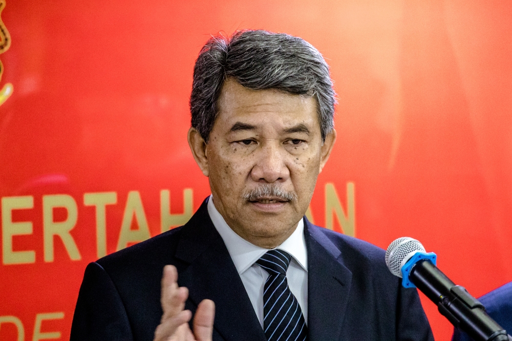 Defence Minister Datuk Seri Mohamad Hasan speaks during a press conference at Wisma Pertahanan in Kuala Lumpur April 13, 2023. — Picture by Firdaus Latif