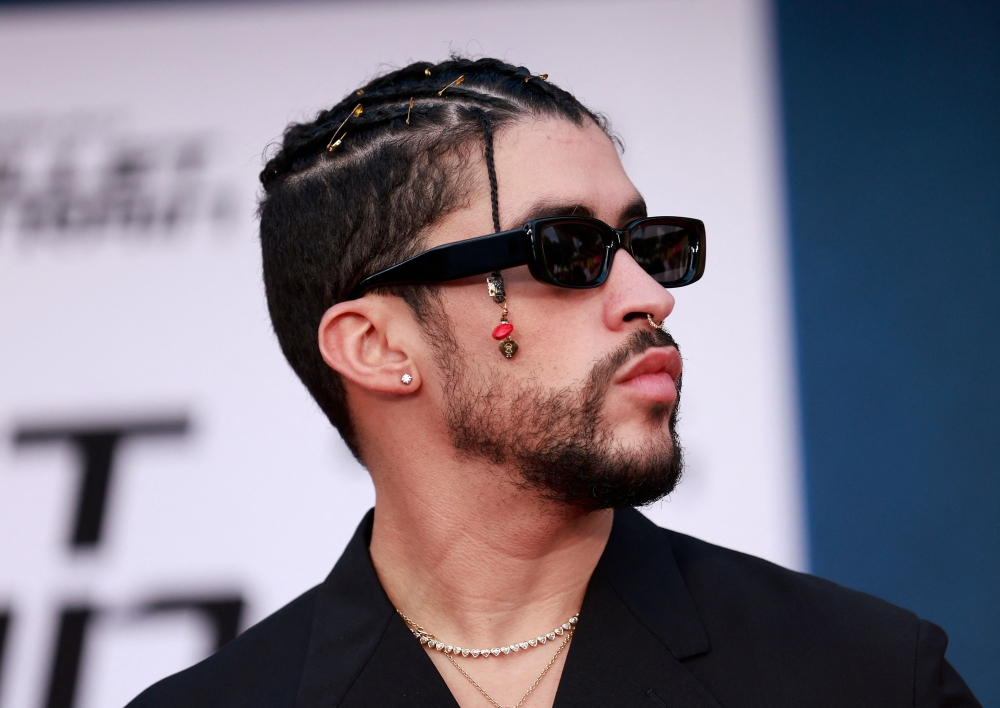 Puerto Rican rapper-actor Bad Bunny attends the Los Angeles premiere of 