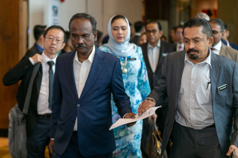 Human Resources Minister V. Sivakumar (second from left) attends the launch of the National Training Week 2023 at Le Meridien in Putrajaya on April 17, 2023. —Picture By Raymond Manuel