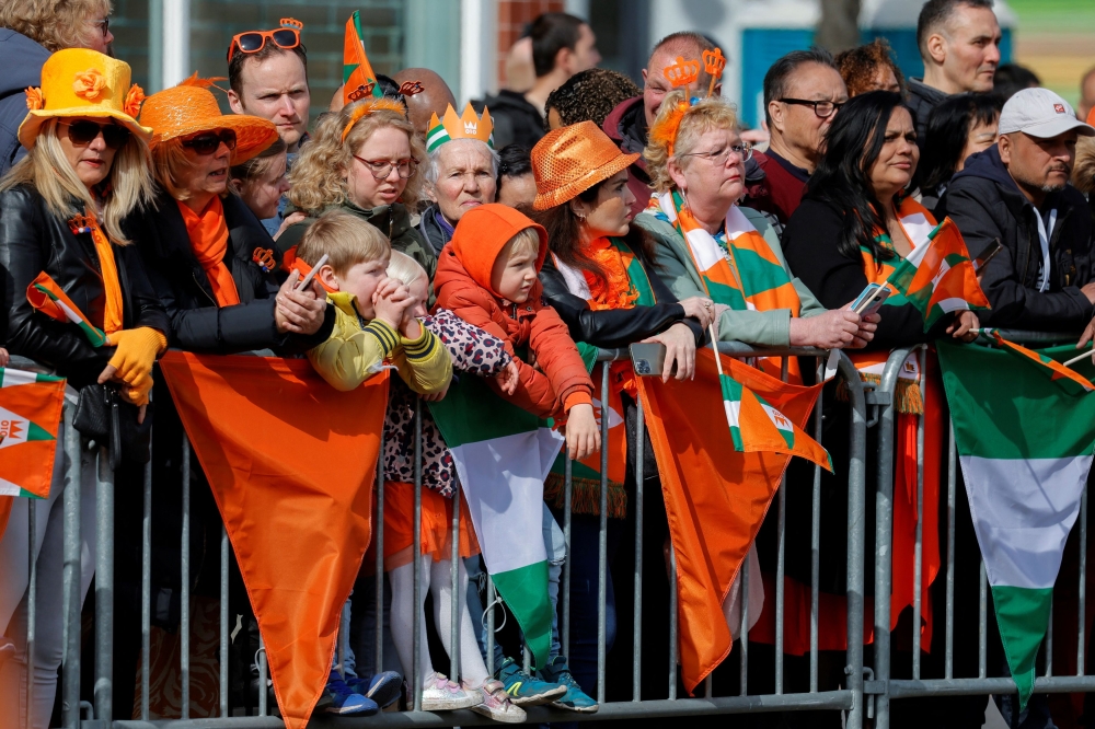 Millions of Dutch revellers took to the streets today to celebrate King’s Day festivities, dressing in orange and enjoying open-air markets. —  Reuters pic