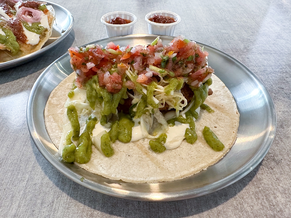 The Herb Crumbed Fish is the perennial favourite with the fried Dory fish and loaded up with 'crema', 'pico de gallo' and guacamole salsa