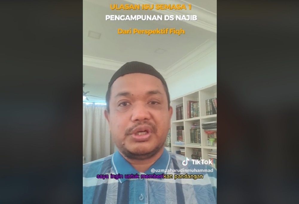 Subang PAS chief Zaharudin Muhammad today cited Islamic law to call on the authorities to pardon former prime minister Datuk Seri Najib Razak, who is currently serving his 12-year jail sentence for stealing RM42 million in funds belonging to a former 1MDB subsidiary. — Picture via TikTok/uzmzaharudinmuhammad
