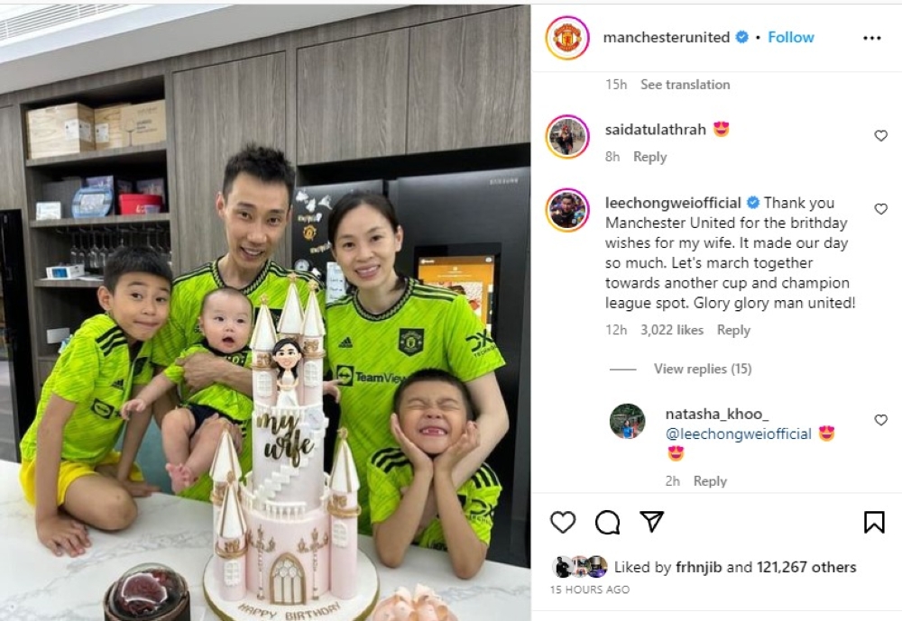The Manchester United football club wished Wong Mew Choo happy birthday. — Picture via Instagram/ manchesterunited