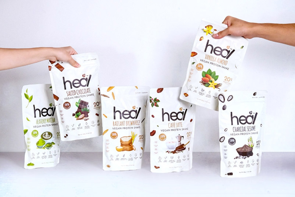 Heal Nutrition’s line of Vegan Protein Shake powders.