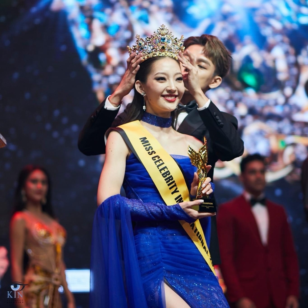 The beauty pageant picked Mongolian model Amarbayasgalan Onolbaatar as winner of Miss Celebrity International. — Picture via Facebook/International Celebrity Pageant Group