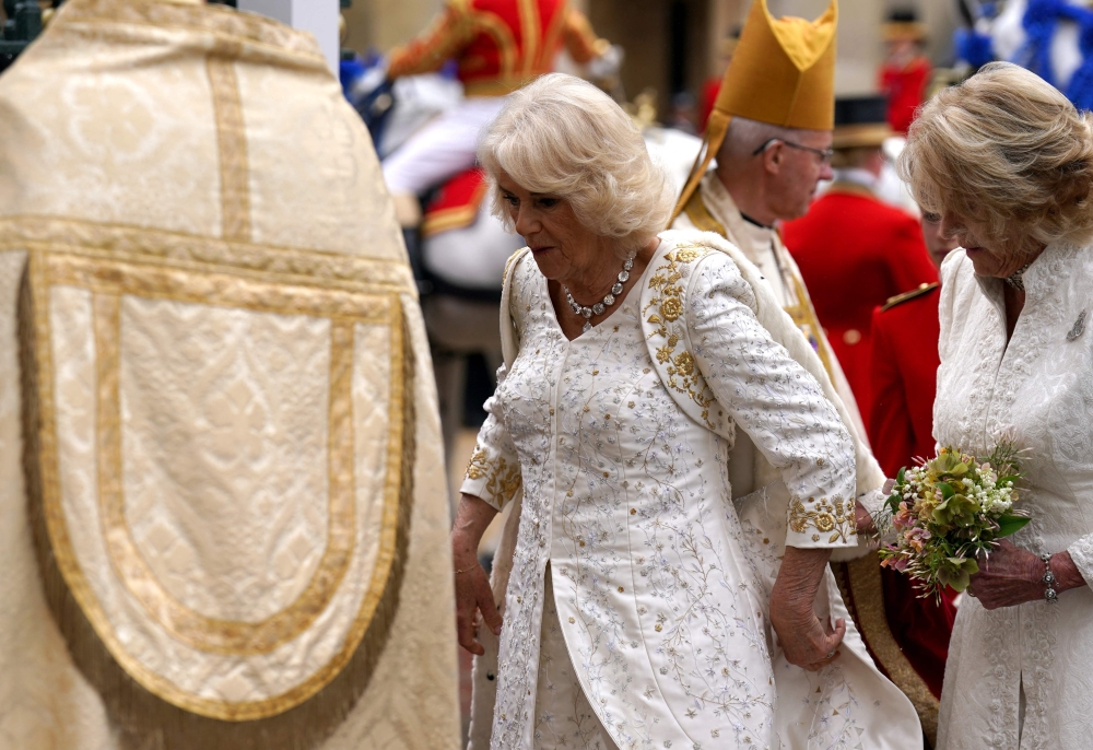 Britain's Camilla, Queen Consort arrives at Westminster Abbey in central London on May 6, 2023, ahead of the coronations of Britain's King Charles III and Britain's Camilla, Queen Consort. — AFP pic