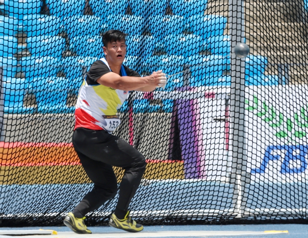 National men's hammer thrower Jackie Wong in action during the 2023 SEA Games in Phnom Penh May 8, 2023. ― Bernama pic