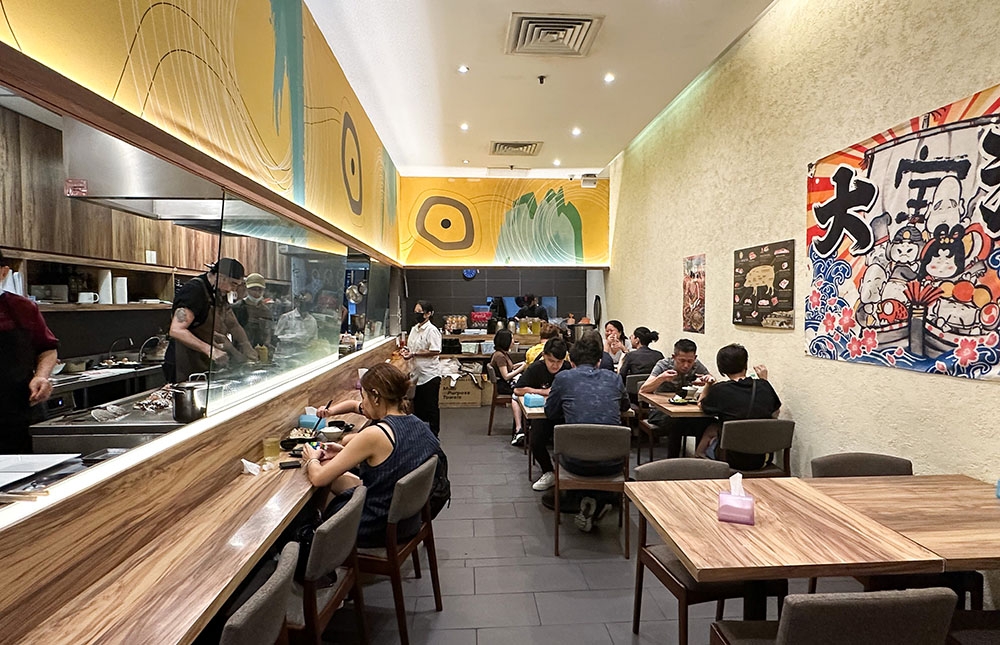 Sit at the counter to watch all the action at the teppan grill.