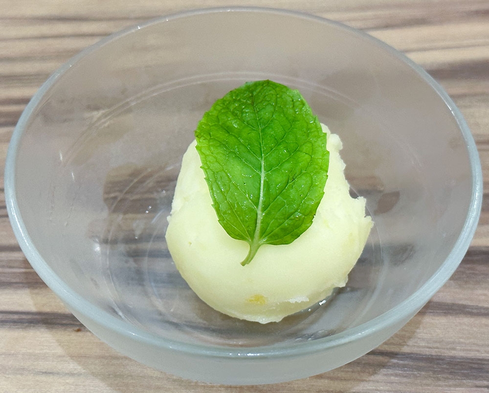 Clear the palate at the end of your meal with a scoop of yuzu ice cream.
