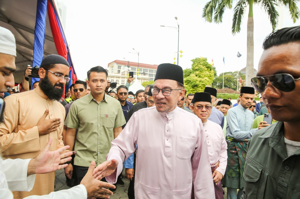 Prime Minister Datuk Seri Anwar Ibrahim attends the Malaysia Madani open house at Dataran Merdeka in Kuala Lumpur May 13, 2023. ― Picture by Yusof Mat Isa