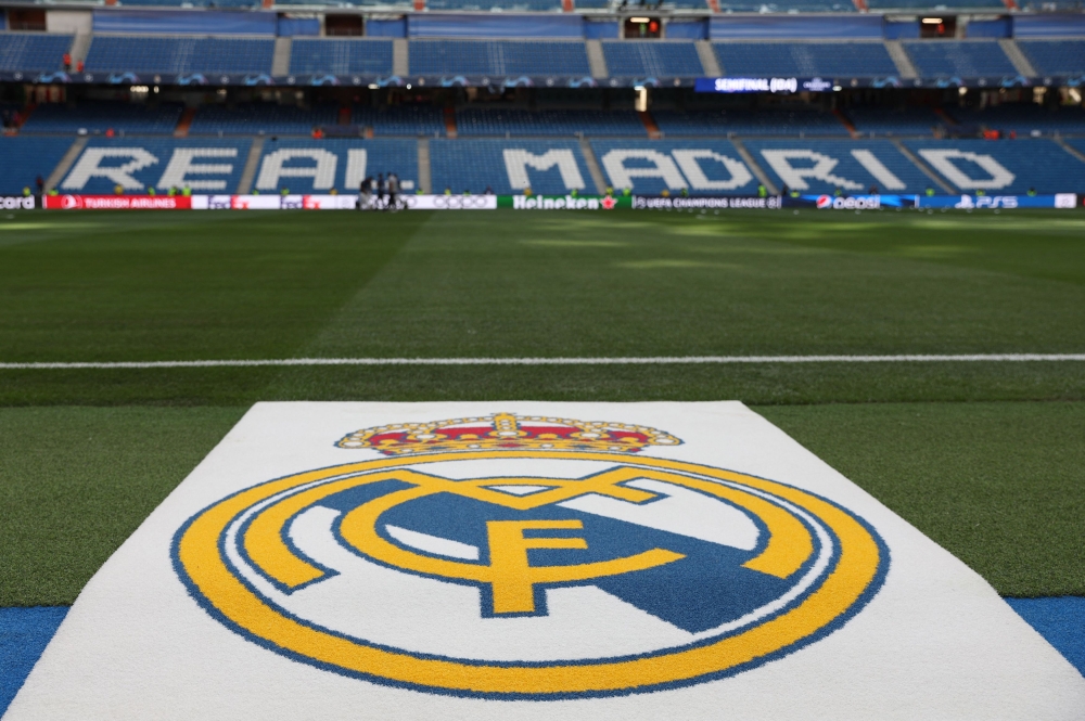 General view inside the Santiago Bernabeu Stadium before the match between Real Madrid and Manchester City in Madrid, May 9, 2023. — AFP pic