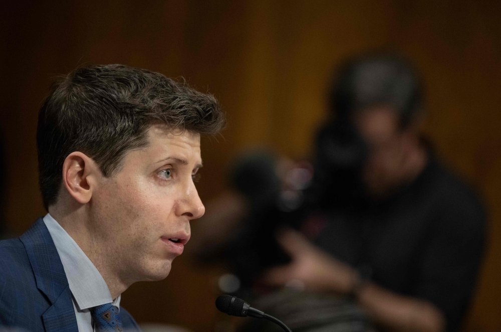 Samuel Altman, CEO of OpenAI, testifies during a Senate Judiciary Subcommittee on Privacy, Technology, and the Law oversight hearing to examine artificial intelligence, on Capitol Hill in Washington, DC, on May 16, 2023. — AFP pic