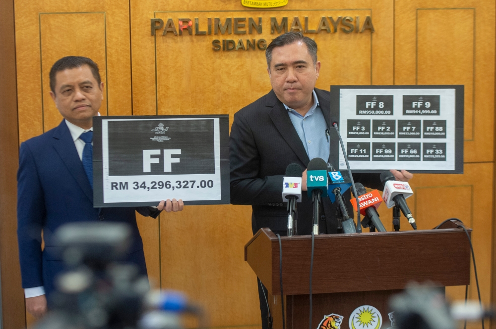 Transport Minister Anthony Loke (right) during a press conference in Kuala Lumpur May 22, 2023. — Picture by Shafwan Zaidon 