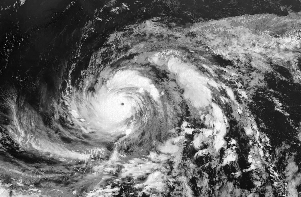 This satellite image obtained from the National Oceanic and Atmospheric Administration shows Typhoon Mawar as it approaches Guam. — AFP/NOAA/RAMMB