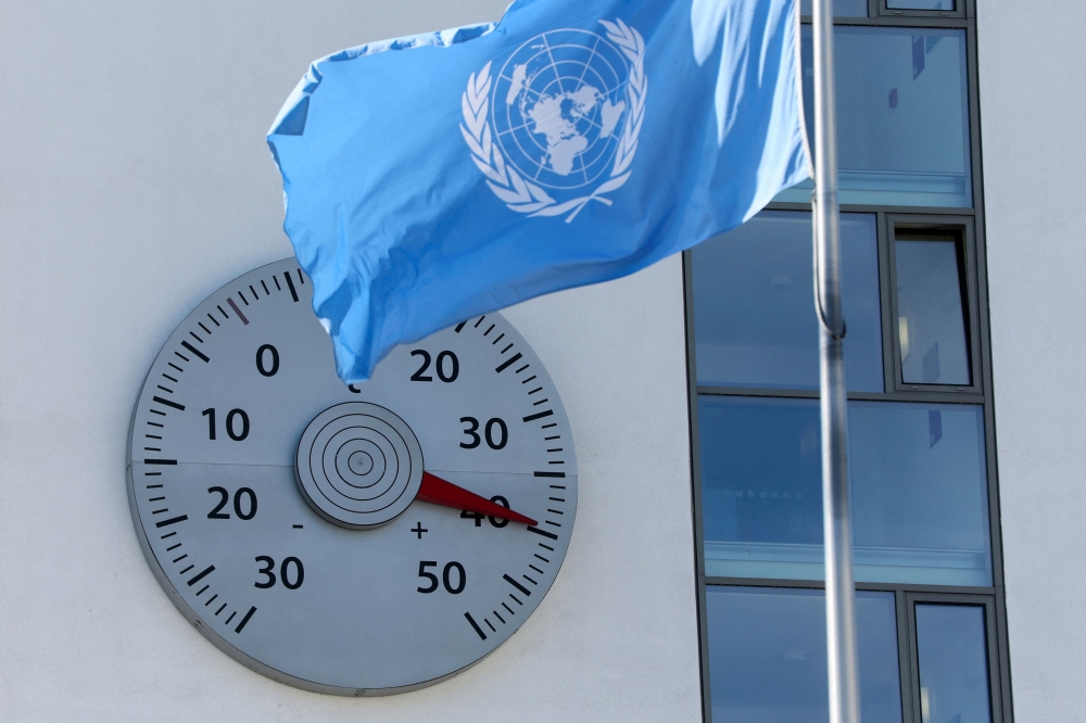 A thermometer at the headquarters of the United Nations Framework Convention on Climate Change (UNFCCC) shows a temperature of 40 degrees Celsius, in Bonn, Germany, July 19, 2022. — Reuters pic