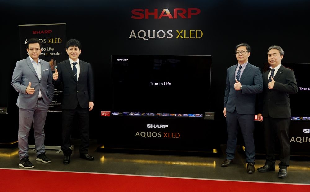 (Left to right) Sharp Electronics Malaysia Sdn Bhd managing director Ting Yang Chung,  Sharp Corporation TV Systems Business Unit President Hirofumi Okamoto and Vice President Nick Chen and Global Products Planning Division Manager Daisuke Hirasawa. — Picture courtesy of Sharp Corporation
