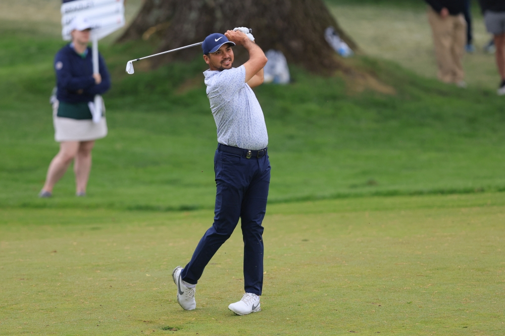 Jason Day hits from the ninth fairway during the second round of the PGA Championship golf tournament in New York May 19, 2023. ― Aaron Doster-USA TODAY Sports via Reuters