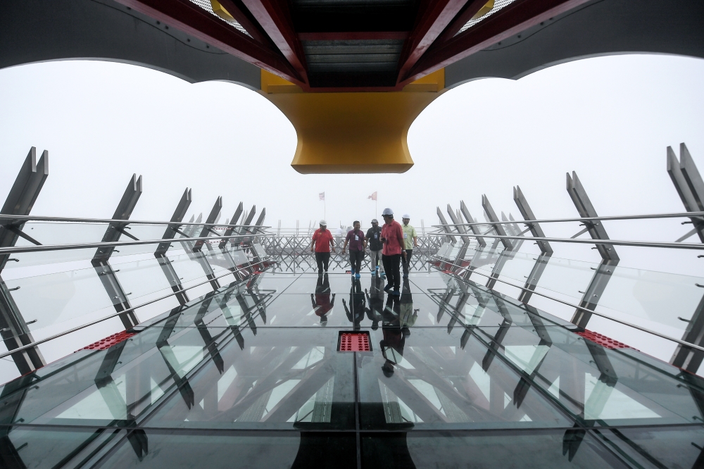 A view of the Eagle’s Nest Skywalk Langkawi, which is under construction and scheduled to open to the public in two months. — Bernama pic