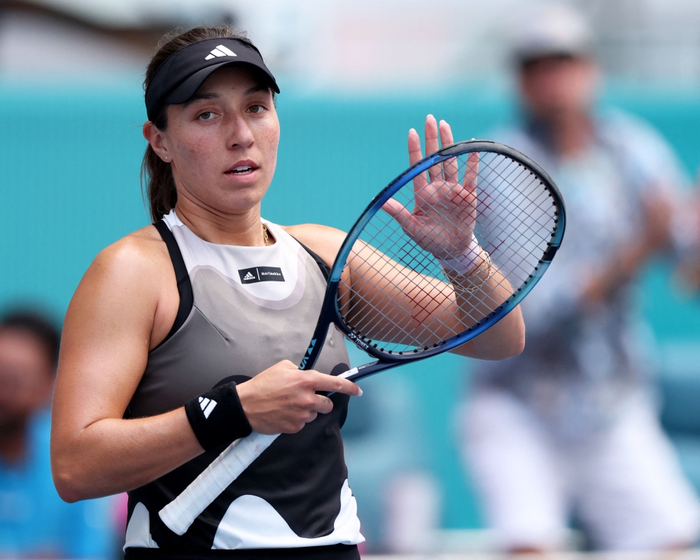 Jessica Pegula of the United States celebrates to the crowd after her straight sets victory against Katherine Sebov of Canada in their first round match at Hard Rock Stadium on March 23, 2023 in Miami Gardens, Florida. — Clive Brunskill/Getty Images/AFP pic