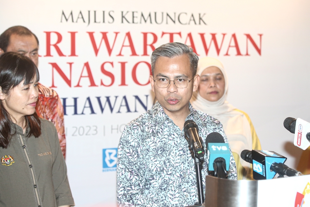 Communications and Digital Minister Fahmi Fadzil has expressed his commitment to uplifting the dignity of media practitioners and facilitating the group in its work. —  Picture by Farhan Najib